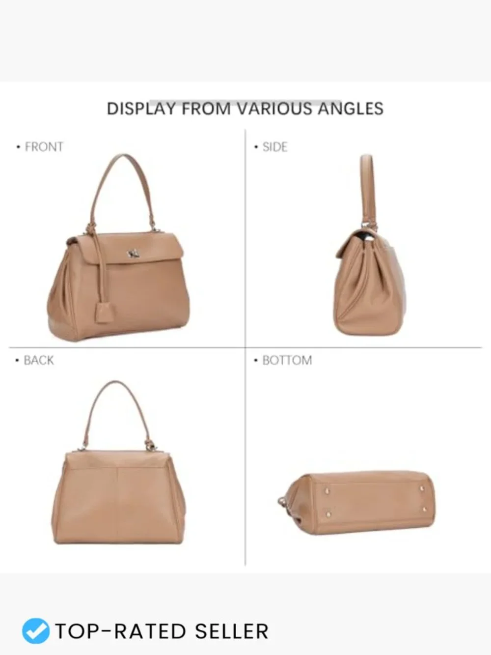 Convertible Faux Leather Tote Work Bag Satchel Multi-Pocket Purse Women